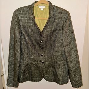 Coldwater Creek Peplum Blazer Size 12 Green 5 Button Front